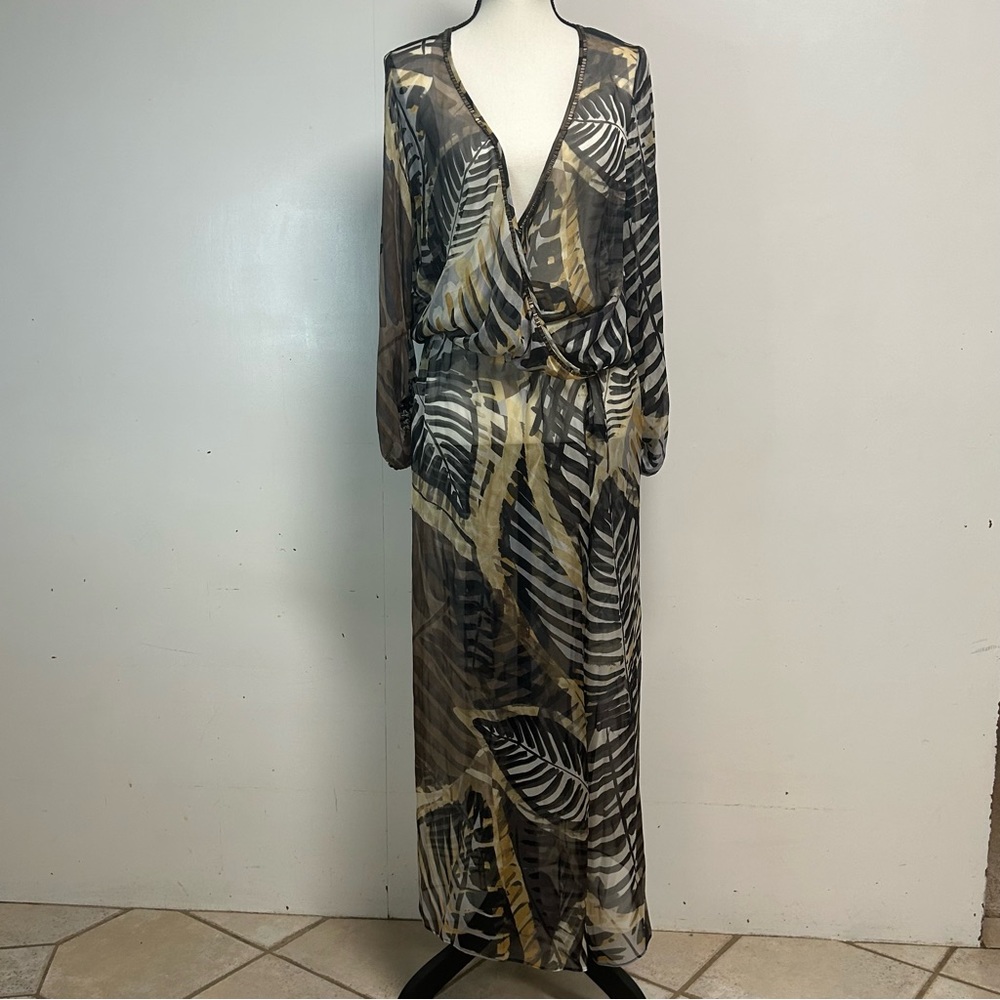 Marie France Van Damme  Hand Embellished Silk Caftan / Coverup / Maxi Dress